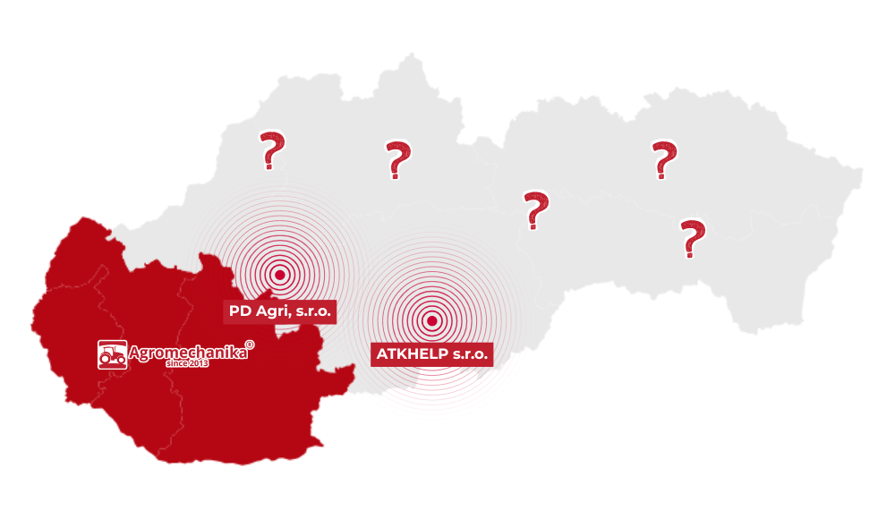 Agromechanika s.r.o. - Mapa Slovenska partnerske zony refresh 18.9.2026